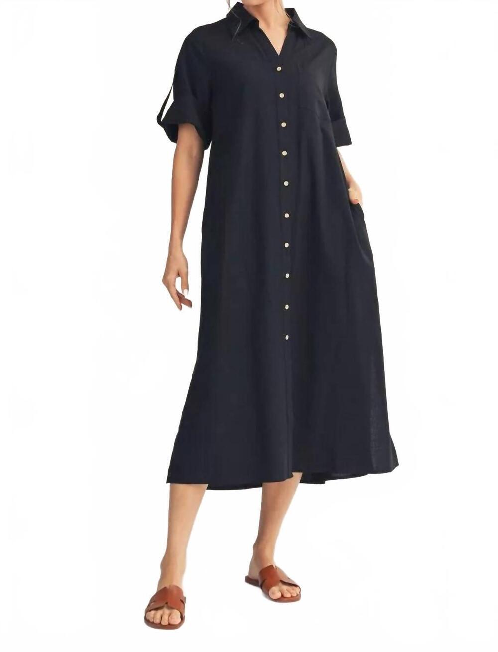 NEW JODIFL women's button down midi dress in black